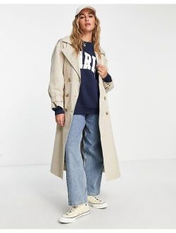 Urbancode Urban Code longline oversized trench coat in beige