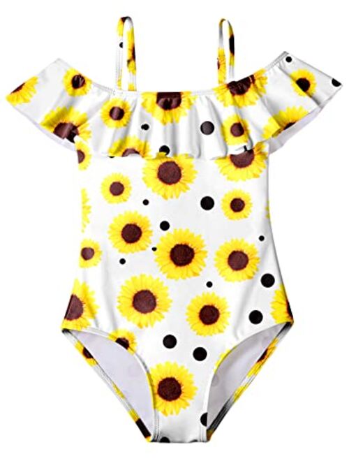 Arshiner Girls Swimsuit One Piece Bathing Suits Printed Beach Swimwear for 4-12Y