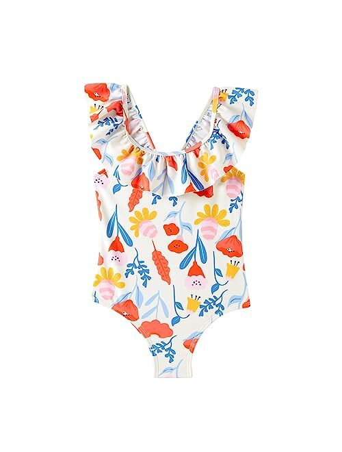 Angel Season Girls One Piece Swimsuits Toddler Bathing Suit Little Kids Cute Swimwear Quick Dry Striped Ruffle Floral Size 2-10T