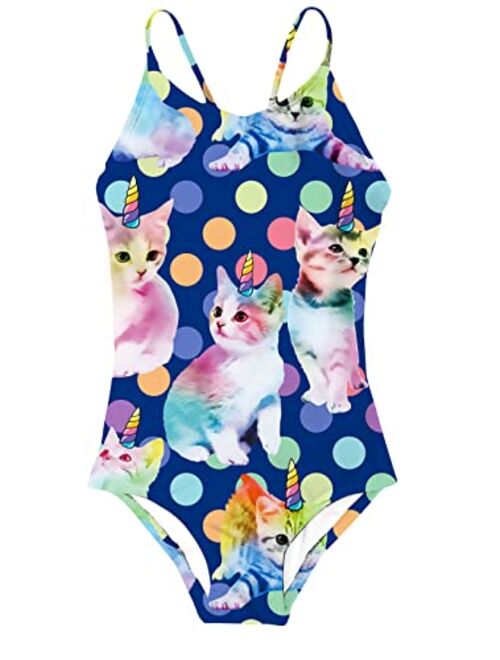 RAISEVERN Girls One Piece Swimsuits Bathing Suits for Kids Cross Back Swimwear Beach Summer Swim Suits for 3-10 Years