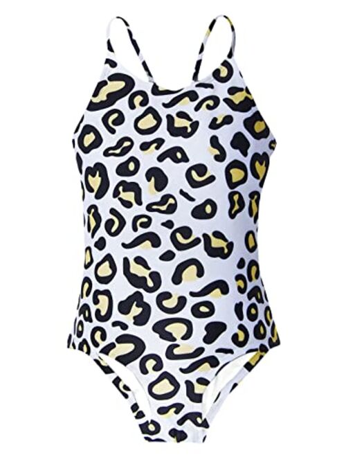 RAISEVERN Girls One Piece Swimsuits Bathing Suits for Kids Cross Back Swimwear Beach Summer Swim Suits for 3-10 Years