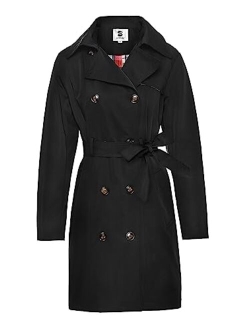 SaphiRose Women's Water-Resistant Trench Coat Double-Breasted Long Peacoat with Removable Hood