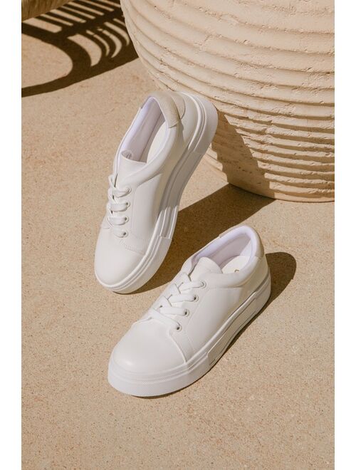 Lulus Sumner White and Black Flatform Sneakers