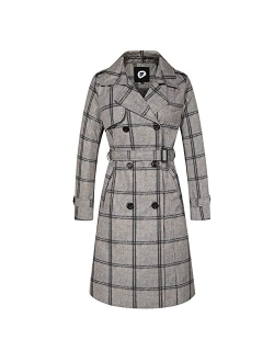 FARVALUE Women's Long Trenchcoat Double Breasted Trench Coat Water Resistant Classic Peacoat with Belt