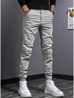 Men Solid Slant Pocket Pants