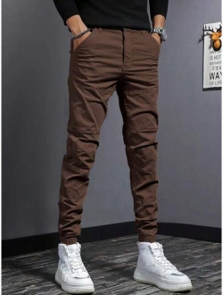 Men Solid Slant Pocket Pants