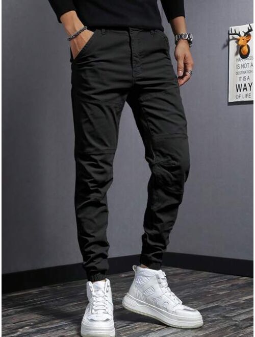 Men Solid Slant Pocket Pants