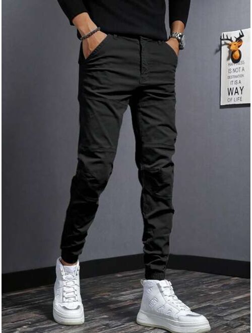 Men Solid Slant Pocket Pants