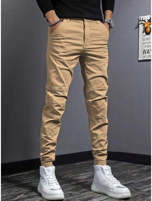 Men Solid Slant Pocket Pants