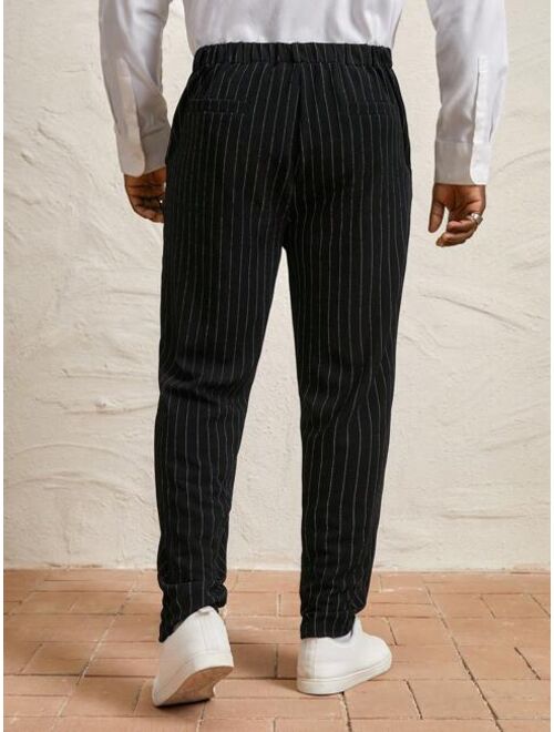 SHEIN Manfinity Mode Men Plus Striped Print Slant Pocket Pants