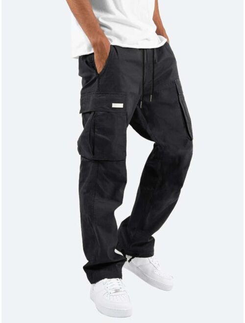 Manfinity Hypemode Men Patched Detail Flap Pocket Drawstring Waist Cargo Pants