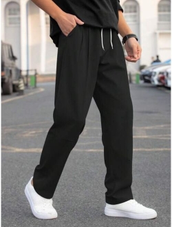 Manfinity Hypemode Men Drawstring Waist Straight Leg Pants