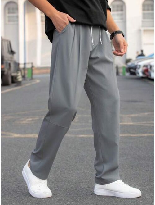 Manfinity Hypemode Men Drawstring Waist Straight Leg Pants