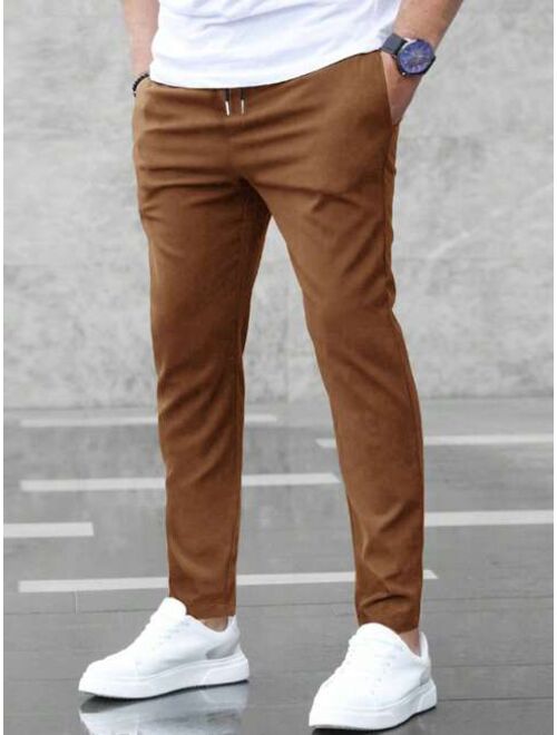 Manfinity Homme Men Drawstring Waist Slant Pocket Pants