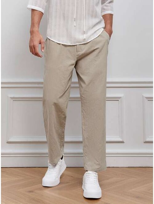 Manfinity Mode Men Cotton Slant Pocket Straight Leg Pants