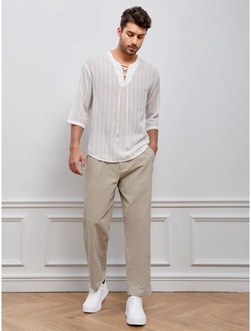 Manfinity Mode Men Cotton Slant Pocket Straight Leg Pants