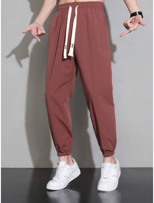 Men Drawstring Waist Pants