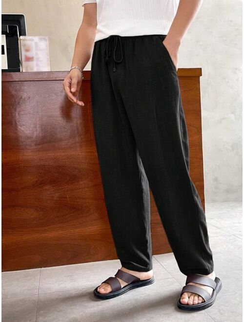 Manfinity Homme Men Solid Drawstring Waist Pants