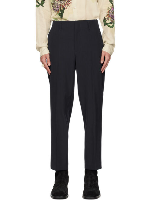 Dries Van Noten Navy Creased Trousers