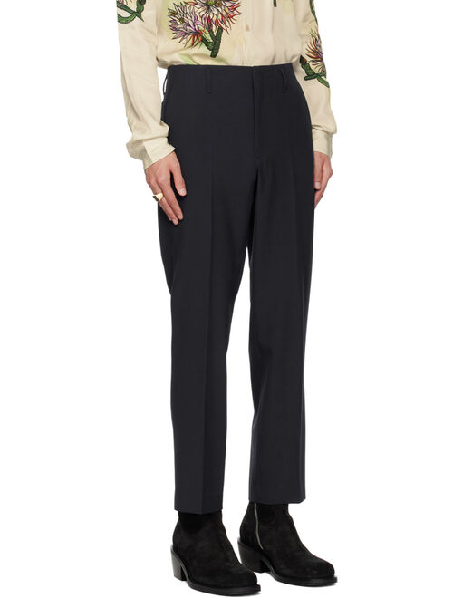 Dries Van Noten Navy Creased Trousers