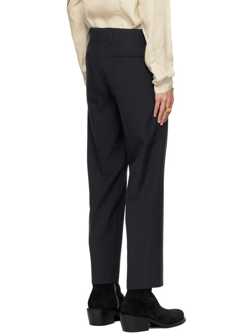 Dries Van Noten Navy Creased Trousers