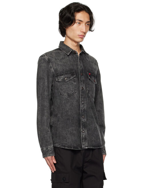 HUGO Gray Relaxed-Fit Denim Shirt