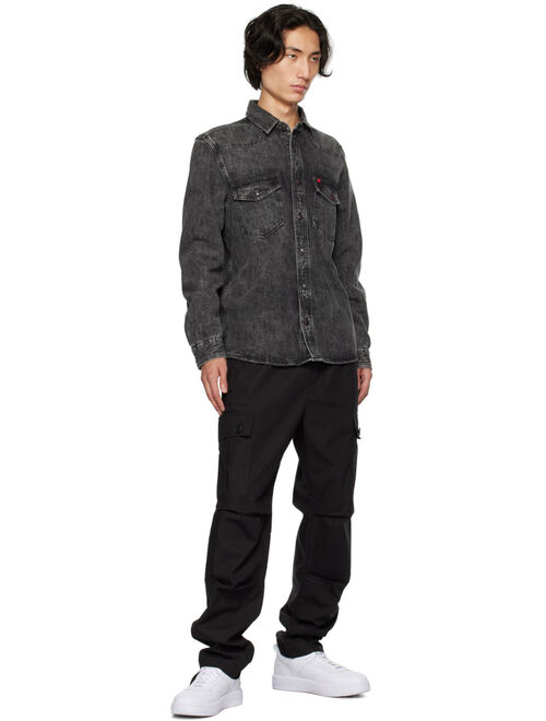 HUGO Gray Relaxed-Fit Denim Shirt