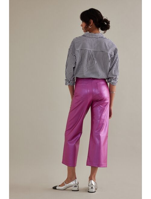 Buy The Colette Cropped Wide-Leg Faux Leather Pants by Maeve online ...