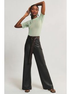 The Colette Wide-Leg Faux Leather Pants by Maeve