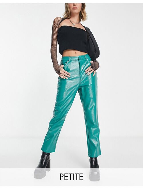 4th & Reckless Petite cropped leather look pants in turquoise