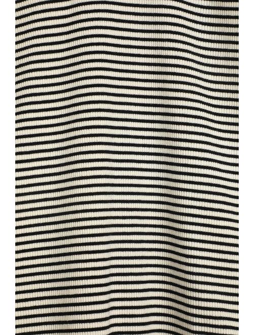 Lulus Keep It Classic Black and White Striped V-Neck Bodysuit