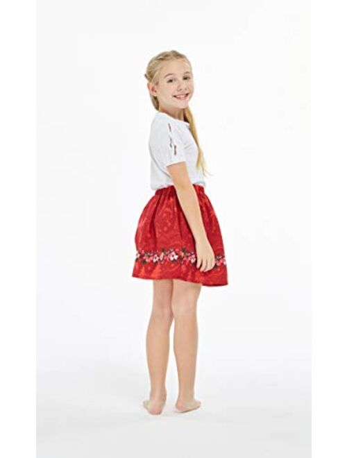 Hawaii Hangover Girl Print Skirt with Elastic Waist in Christmas Red with Floral