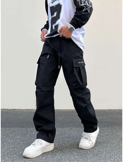 Manfinity EMRG Men Flap Pocket Drawstring Waist Cargo Pants