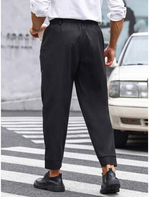 Manfinity Homme Men Fold Pleated Detail Belted Pants