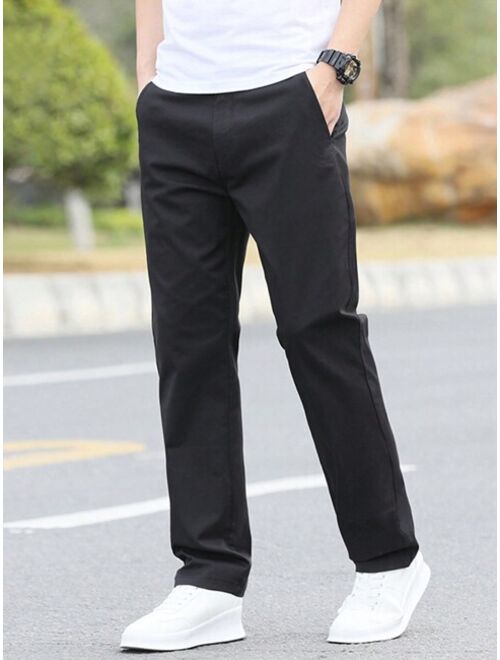 Manfinity Homme Men Solid Straight Leg Pants