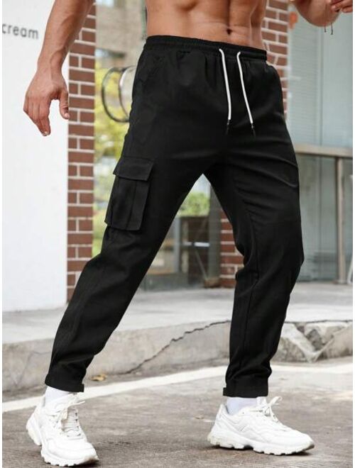 Manfinity Homme Men Flap Pocket Side Drawstring Waist Cargo Pants