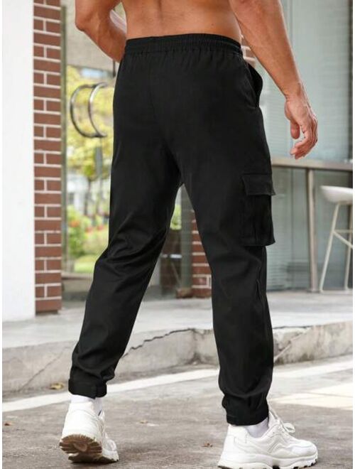 Manfinity Homme Men Flap Pocket Side Drawstring Waist Cargo Pants