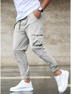 Manfinity Homme Men Flap Pocket Drawstring Waist Cargo Pants