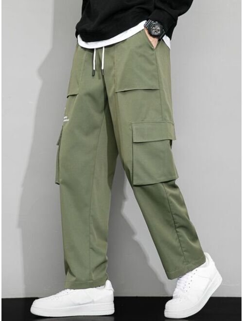 Manfinity Hypemode Men Flap Pocket Side Drawstring Waist Cargo Pants