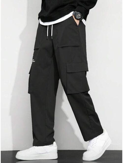 Manfinity Hypemode Men Flap Pocket Side Drawstring Waist Cargo Pants