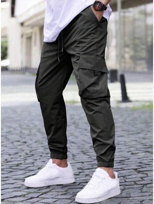 Manfinity EMRG Men Flap Pocket Drawstring Waist Cargo Pants