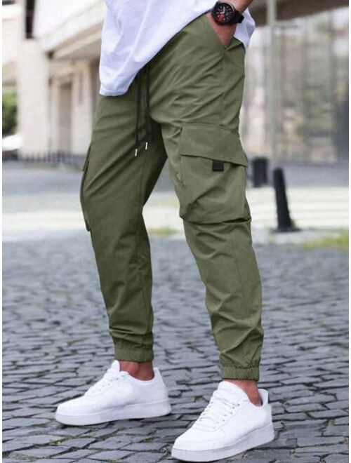 Manfinity EMRG Men Flap Pocket Drawstring Waist Cargo Pants