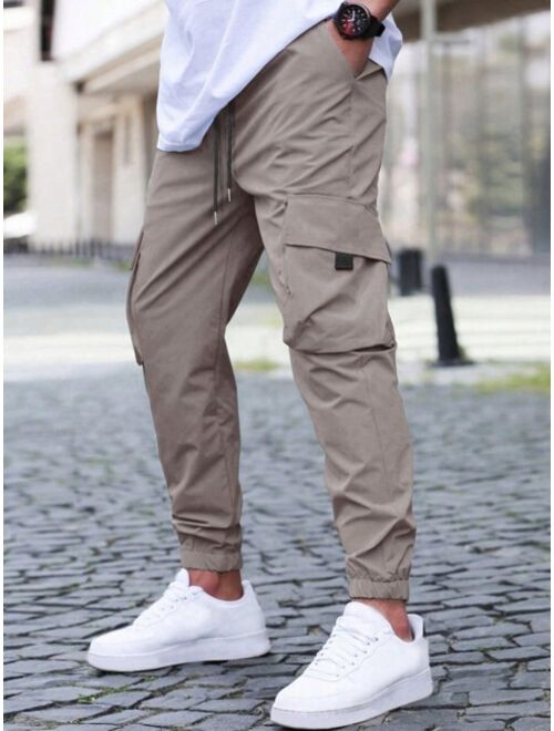 Manfinity EMRG Men Flap Pocket Drawstring Waist Cargo Pants