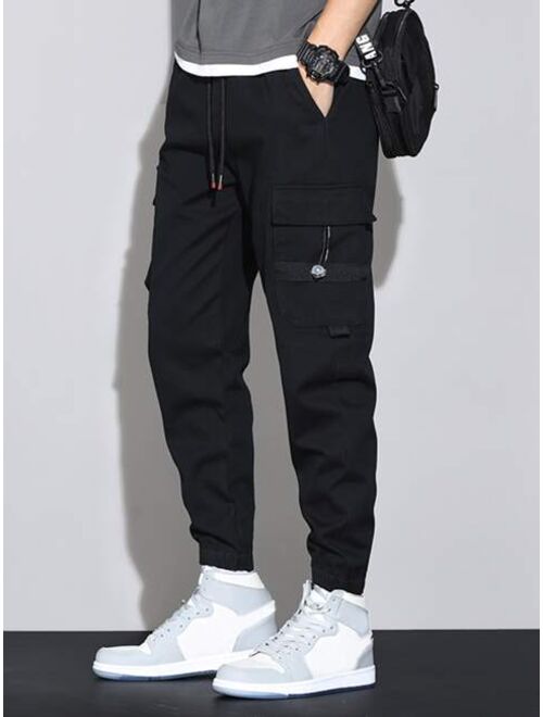 Manfinity Hypemode Men Drawstring Flap Pocket Cargo Pants