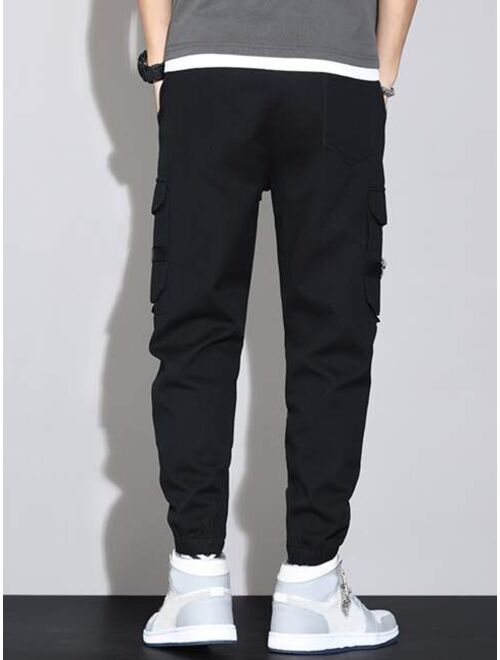 Manfinity Hypemode Men Drawstring Flap Pocket Cargo Pants