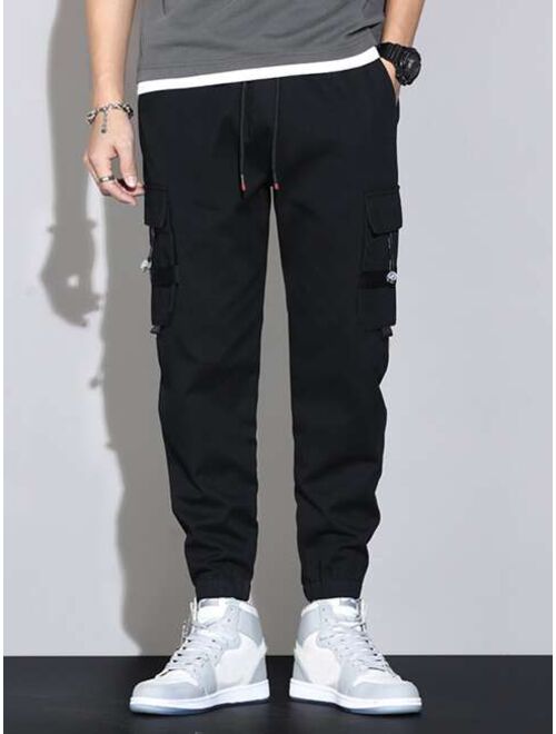 Manfinity Hypemode Men Drawstring Flap Pocket Cargo Pants