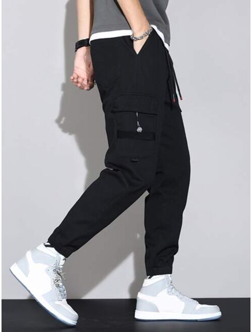 Manfinity Hypemode Men Drawstring Flap Pocket Cargo Pants