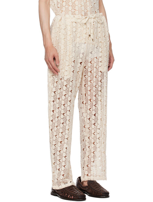 HARAGO Off-White Drawstring Trousers