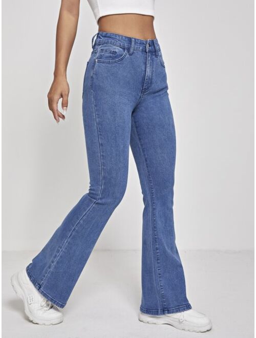 SHEIN PETITE High Waist Flare Leg Jeans