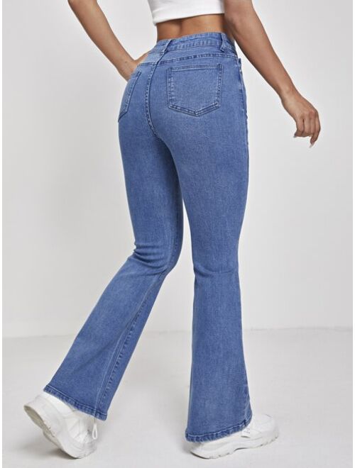 SHEIN PETITE High Waist Flare Leg Jeans